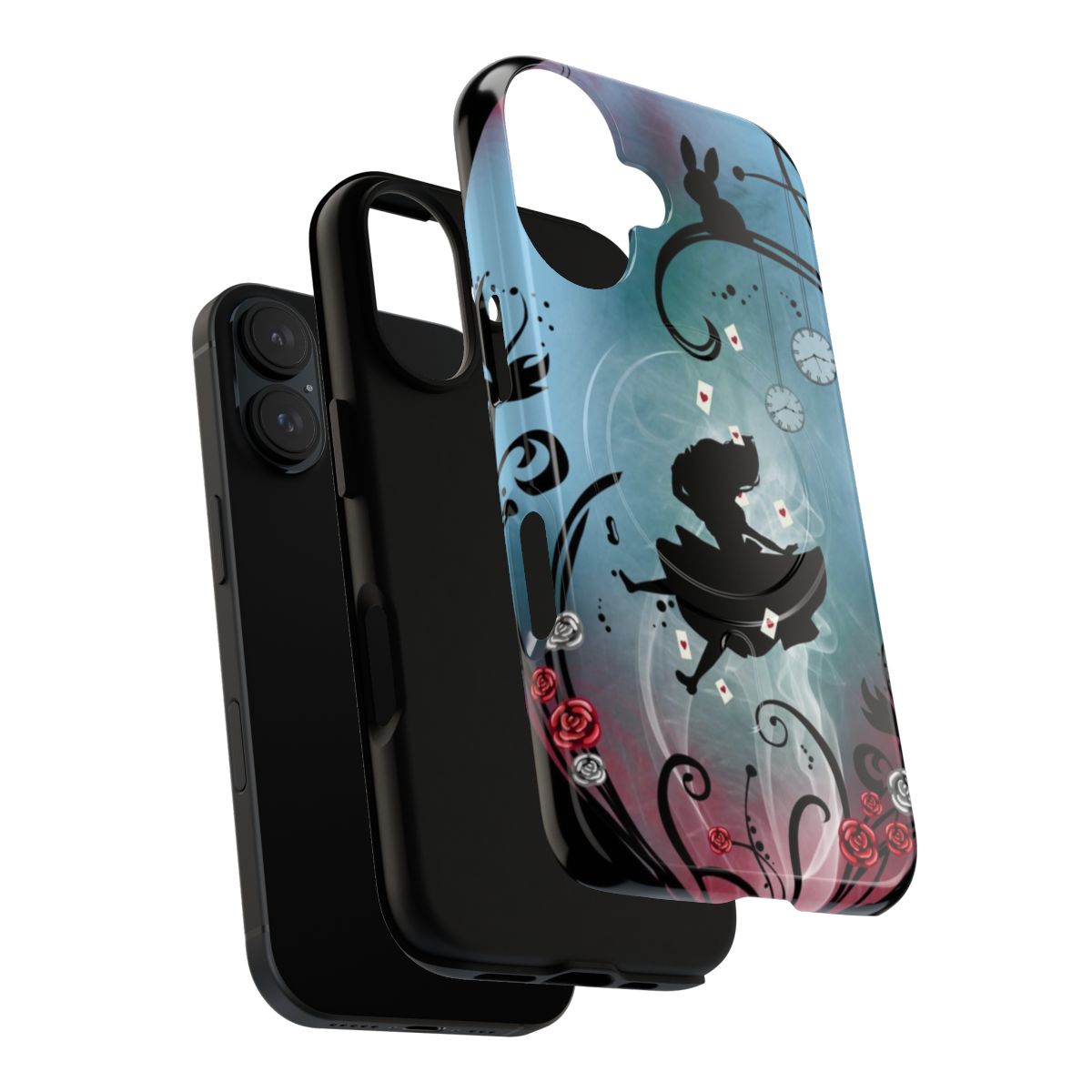 Alice in Wonderland-inspired phone case featuring a rosebush design - Layers