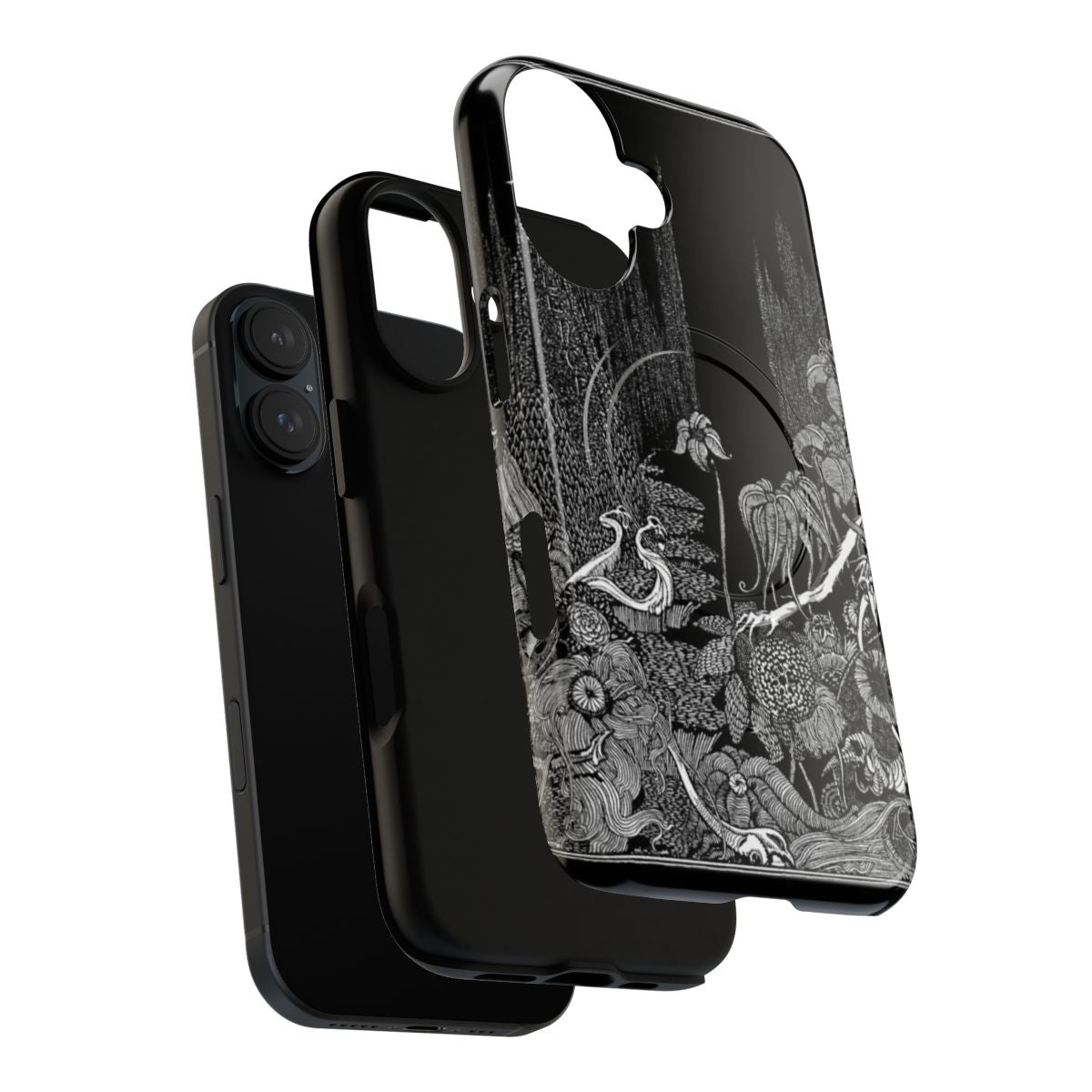 Magnetic tough phone case featuring the gothic artwork of Edgar Allan Poe's "Tales of Mystery and Imagination" by illustrator Harry Clarke. - Layers