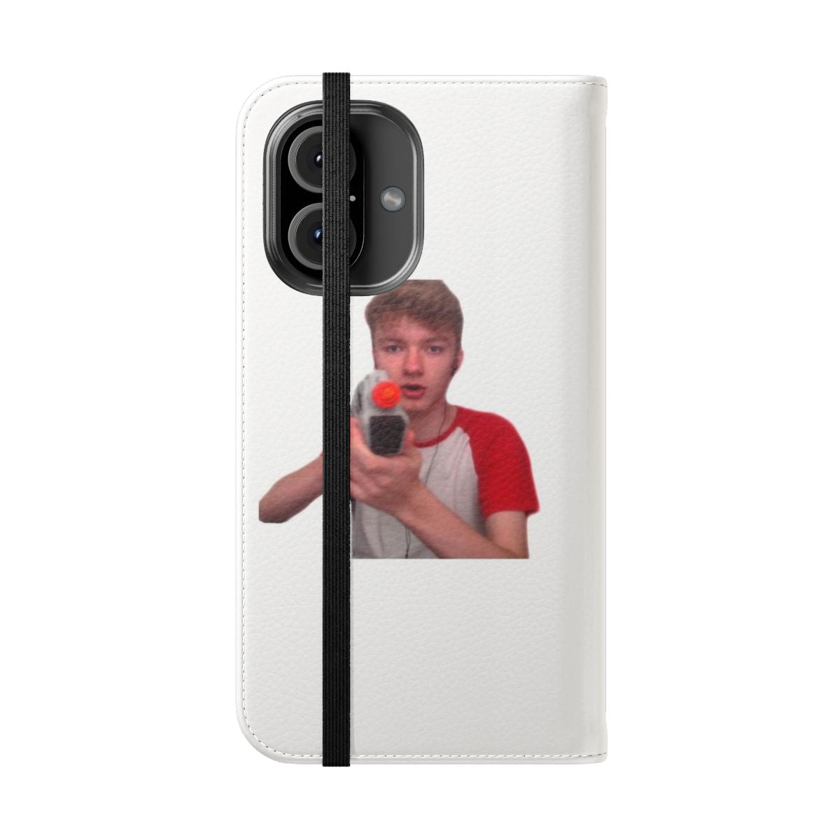 Flip cover phone case with Minecraft YouTuber-inspired design - Folded Front