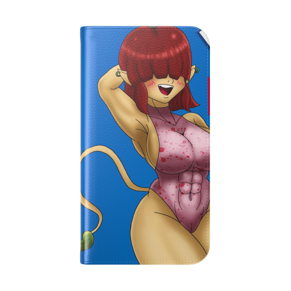 Smartphone case featuring a cute anime-style girl illustration with a cherry-flavored Pop-Tart design. - Folded Back