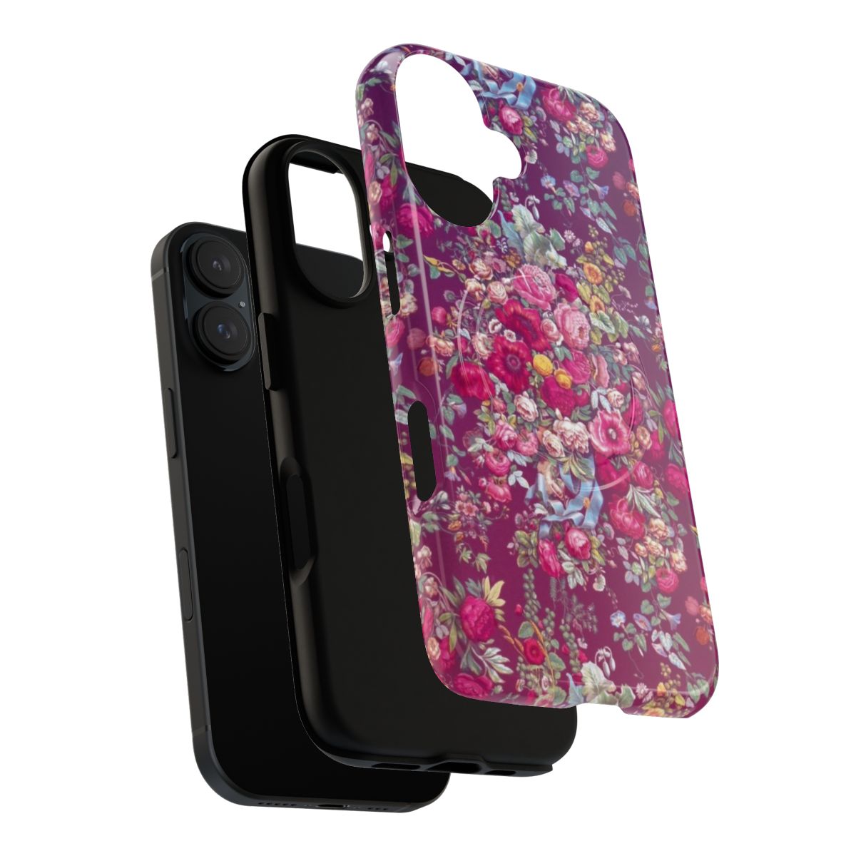 Stylish floral bouquet phone case featuring vibrant, vintage-inspired botanical design - Layers