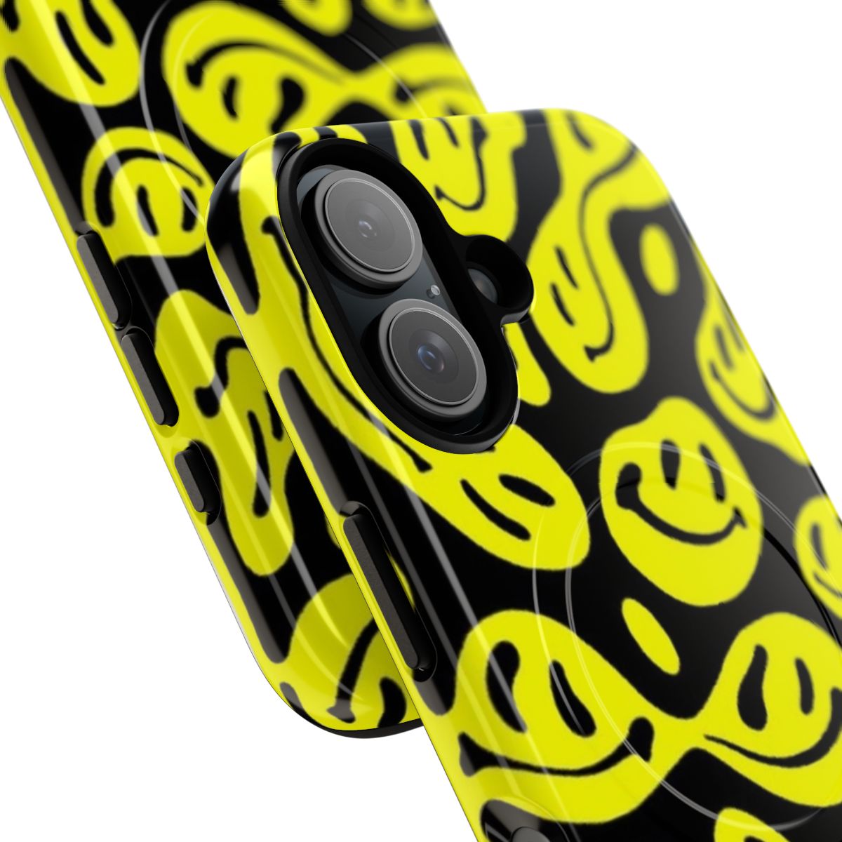 Colorful melted smiley face pattern on a phone case - Detail