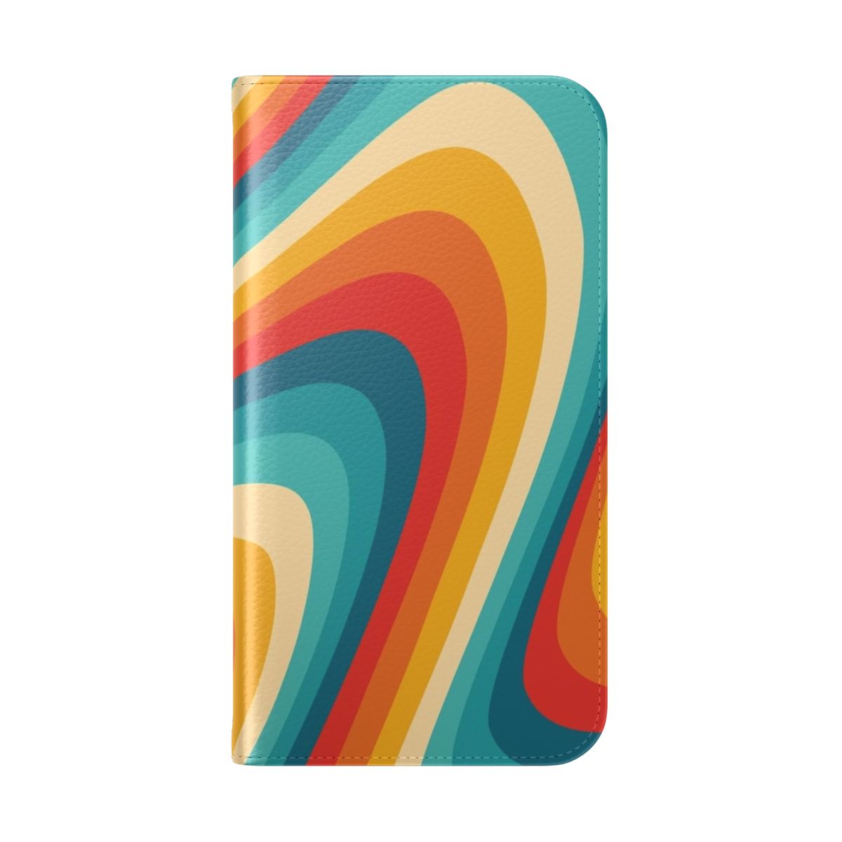 Retro-style phone case with a fluid, colorful design - Folded Back