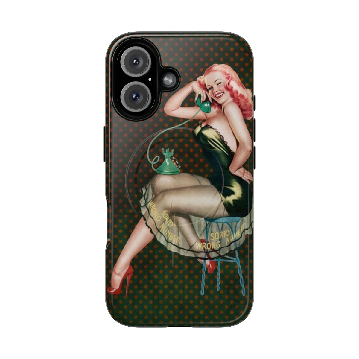 Retro pin-up style magnetic and tough phone case