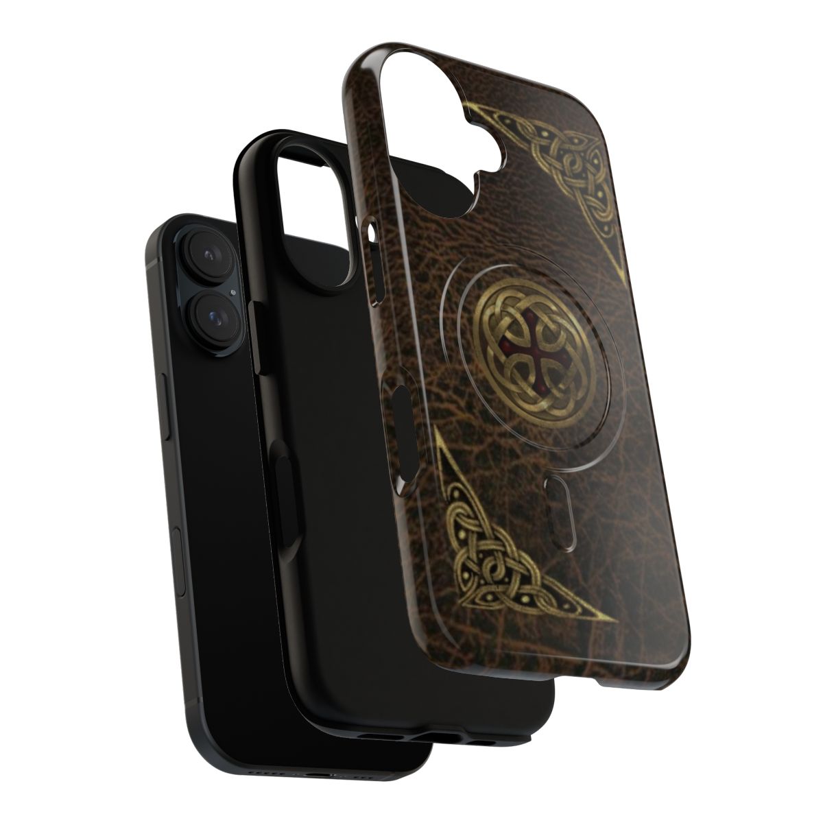 Celtic leather magnetic tough phone case - Layers