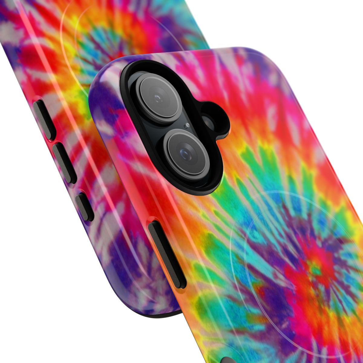 Colorful tie dye pattern on a durable magnetic phone case - Detail