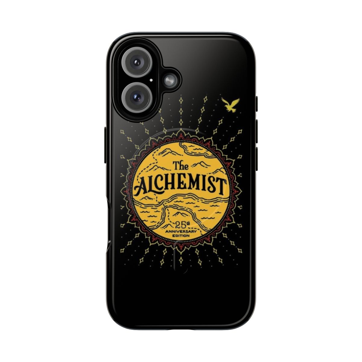 Vintage-inspired phone case featuring elements from the popular novel The Alchemist by Paulo Coelho.