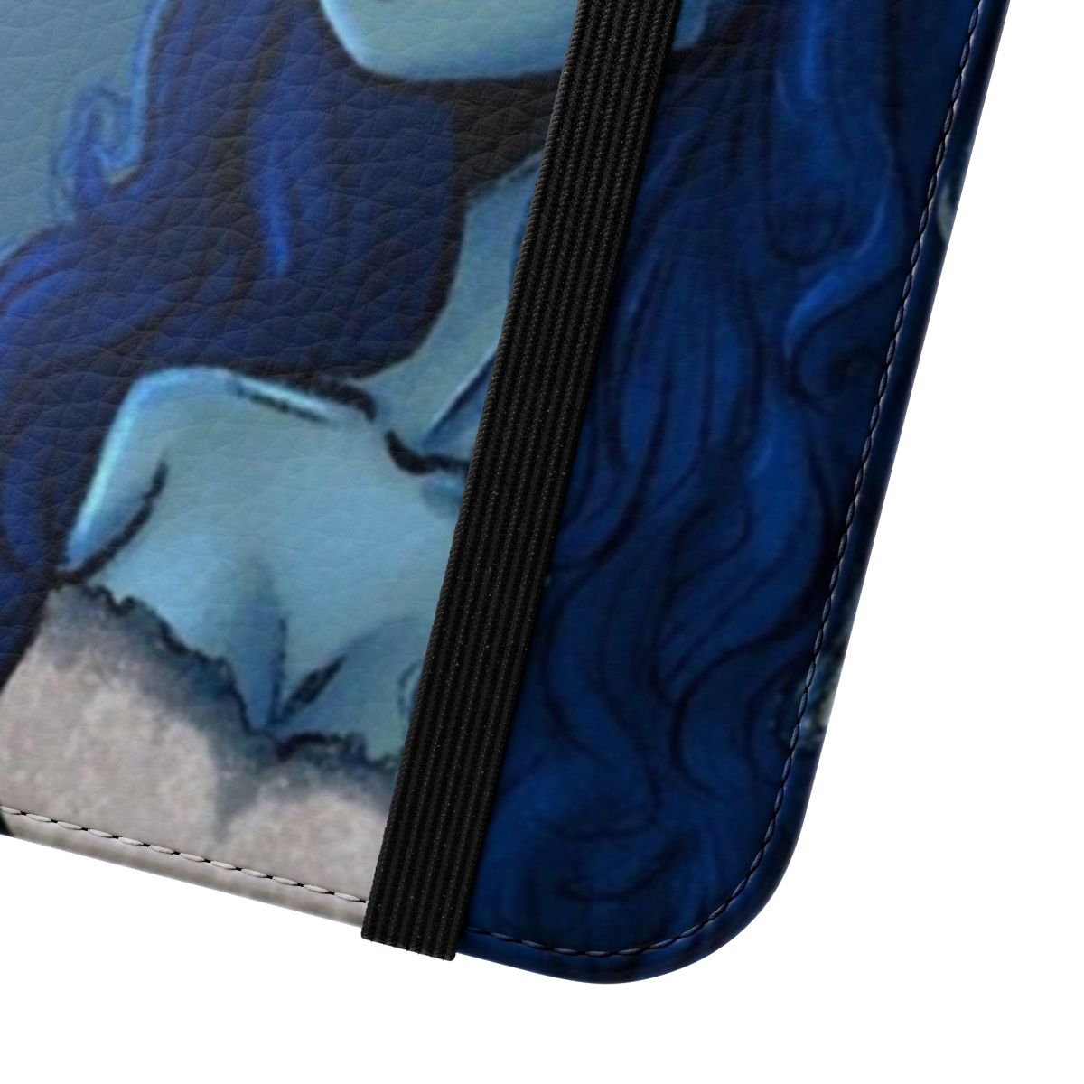 Blue butterfly premium flip cover phone case with Tim Burton inspired design - Close Up