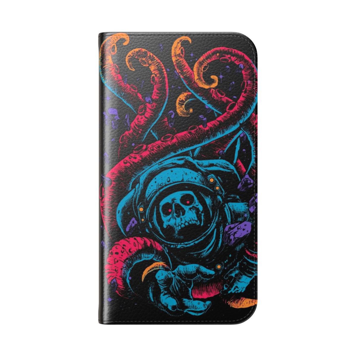 Spooky abstract phone case cover with skulls and zombies - Folded Back