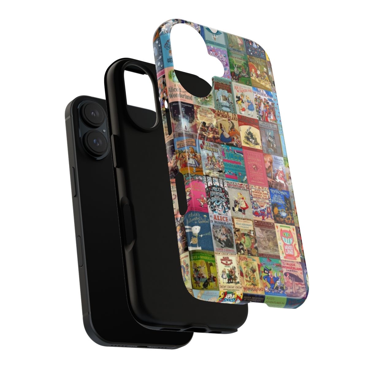 Alice in Wonderland-themed magnetic tough phone case with Cheshire Cat and Queen of Hearts designs - Layers