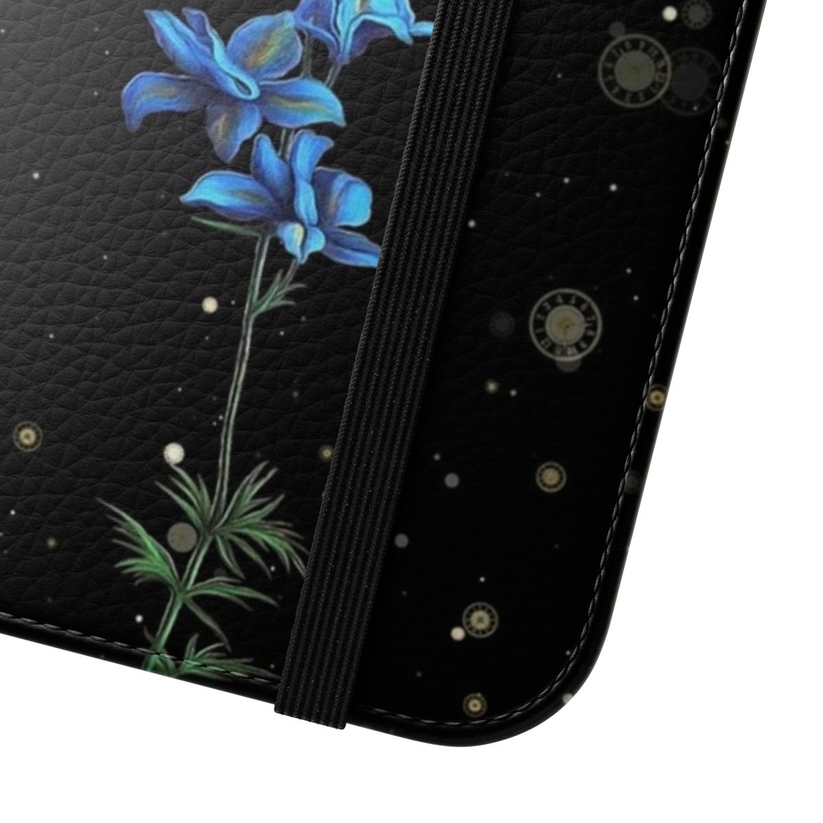 Flip cover phone case featuring a starry night scene inspired by Alice in Wonderland - Close Up