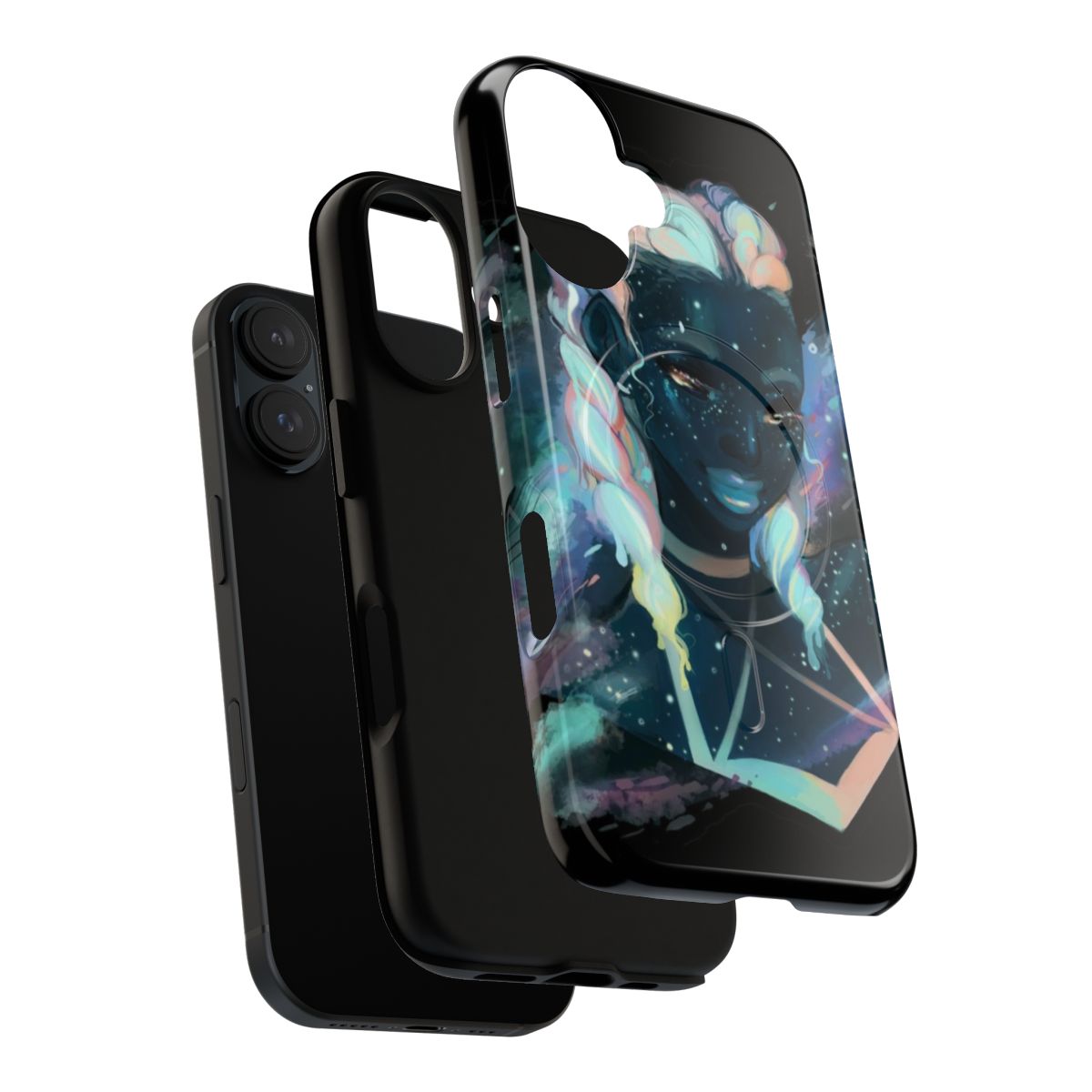 Magnetic phone case featuring an artistic depiction of the Milky Way galaxy - Layers