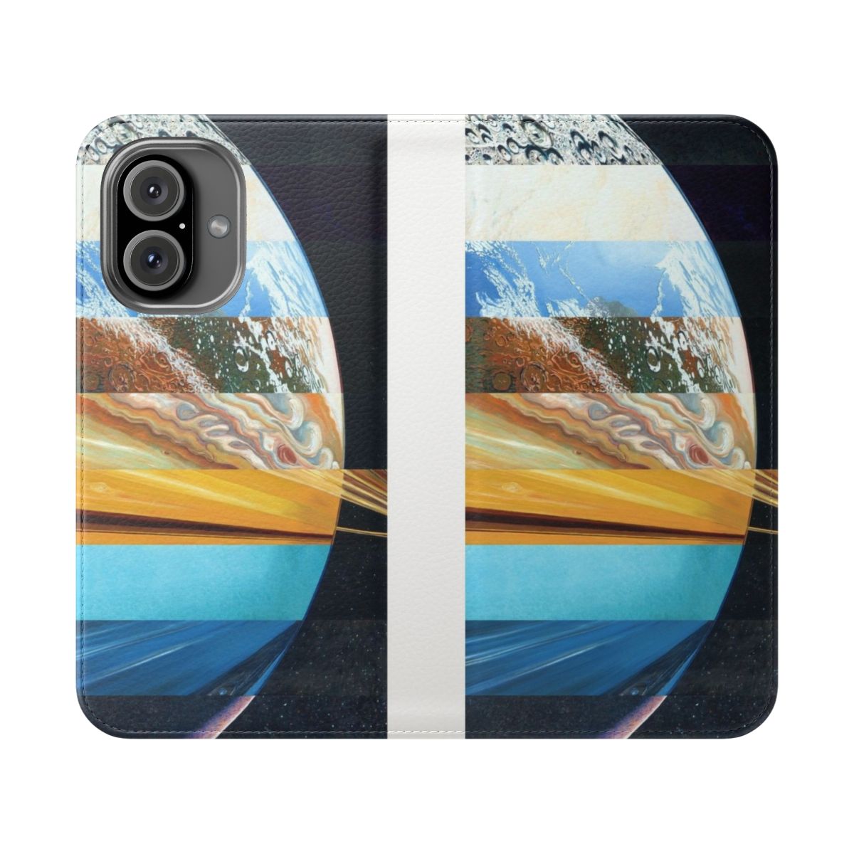 Planets Flip Cover Phone Case - Solar System and Space-Themed Design