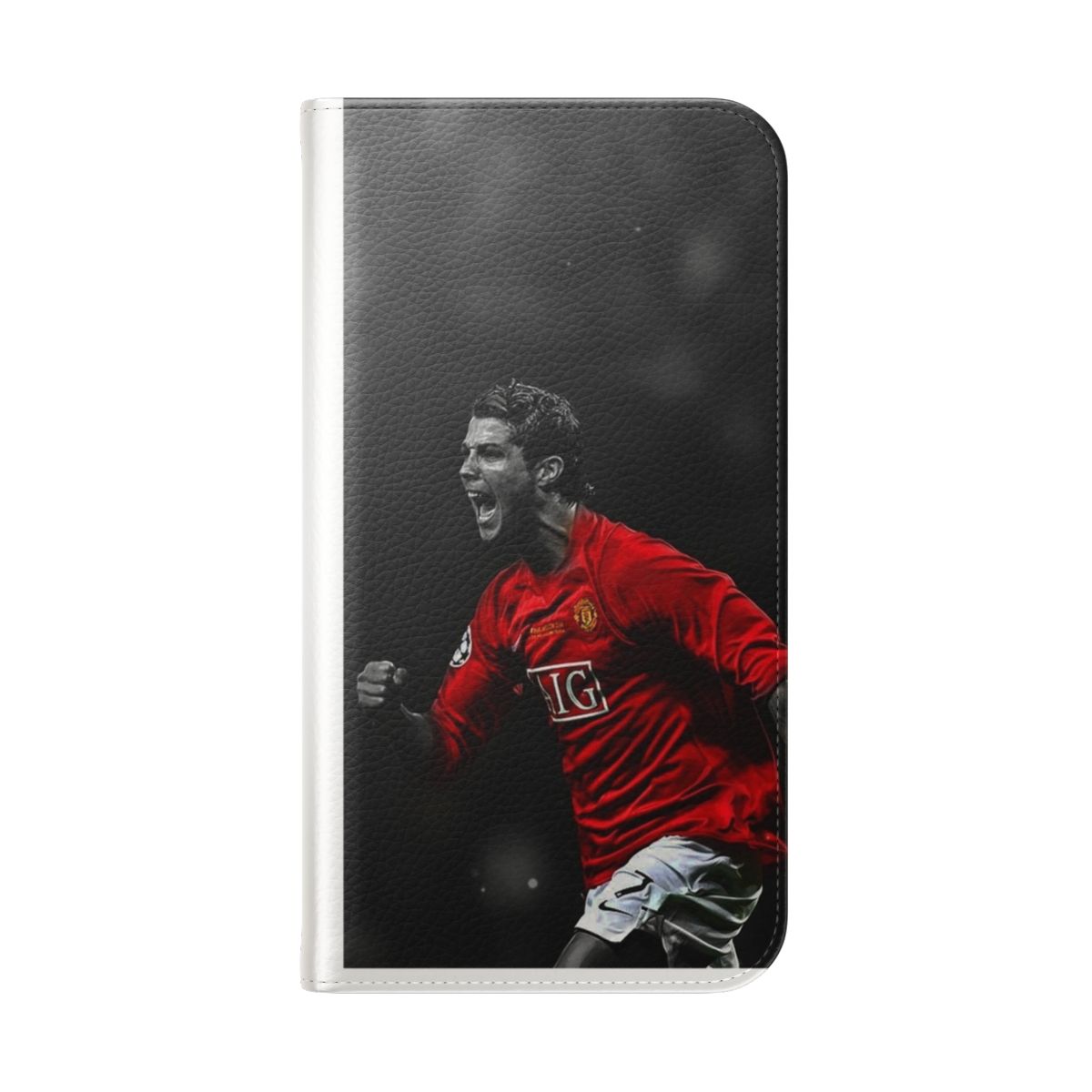 Football legend inspired flip phone case with Cristiano Ronaldo design - Folded Back