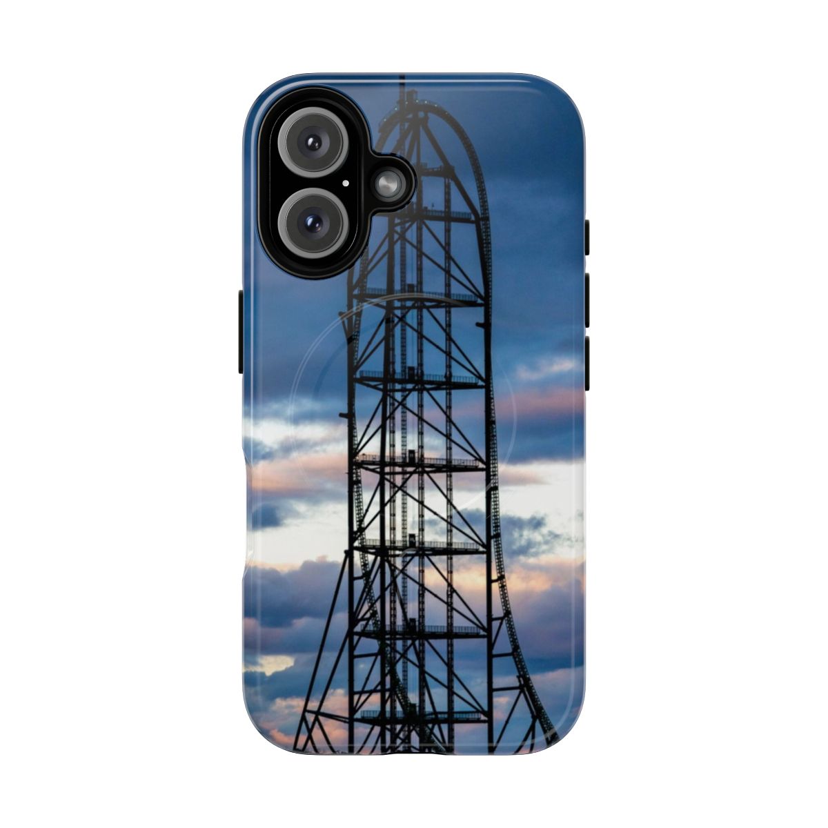 Durable magnetic phone case featuring a rollercoaster design