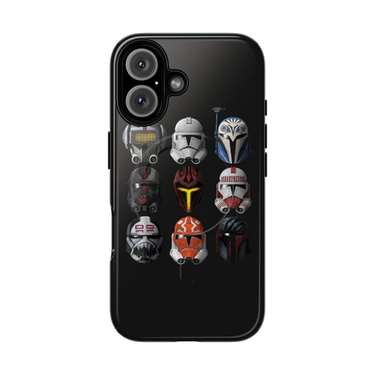 A sturdy phone case with clone helmets from the Star Wars: The Clone Wars series.