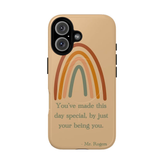 Mr. Rogers inspired magnetic tough phone case with rainbow and nature designs