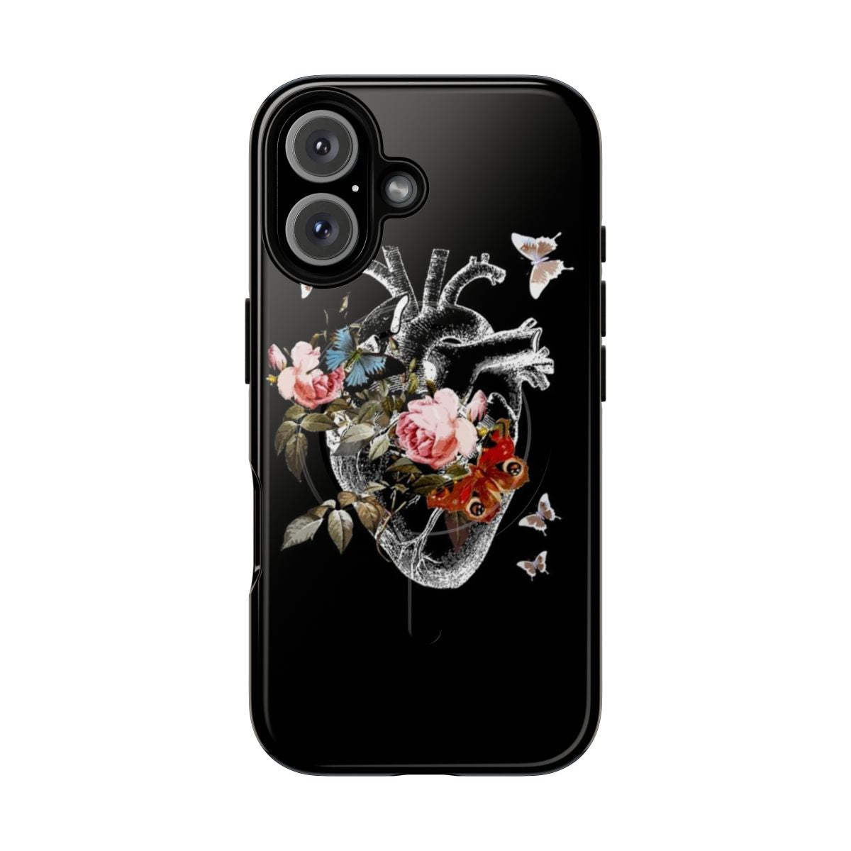 Elegant floral watercolor design featuring a human heart on a magnetic tough phone case