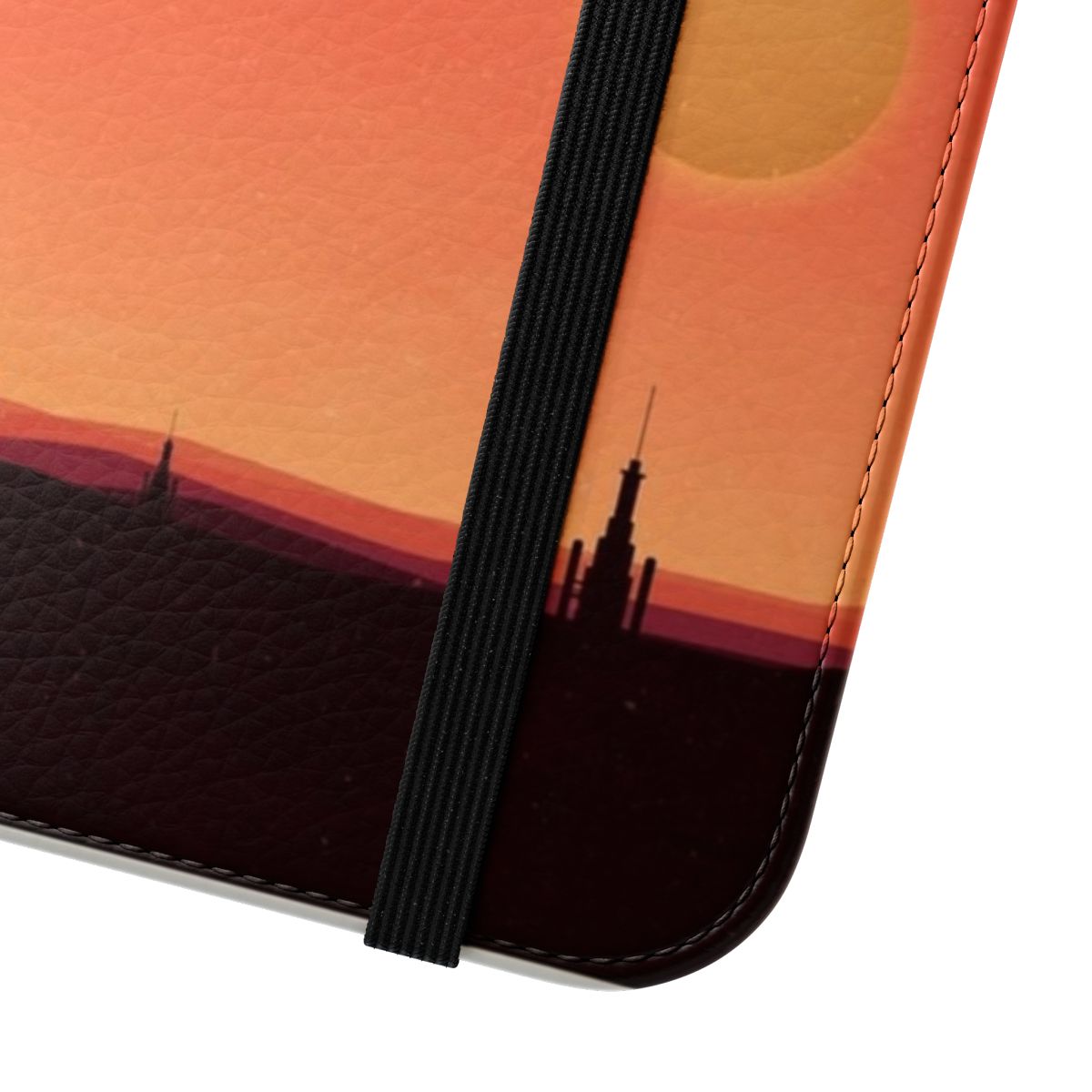 Tatooine-inspired dual suns gradient phone case with a desert sunset design - Close Up