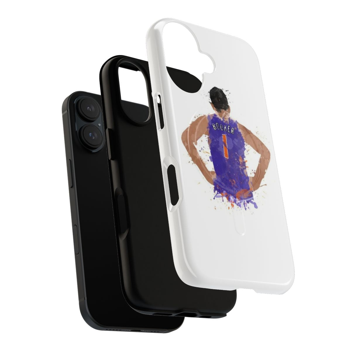 Devin Booker inspired splatter art phone case for Phoenix Suns basketball fans - Layers