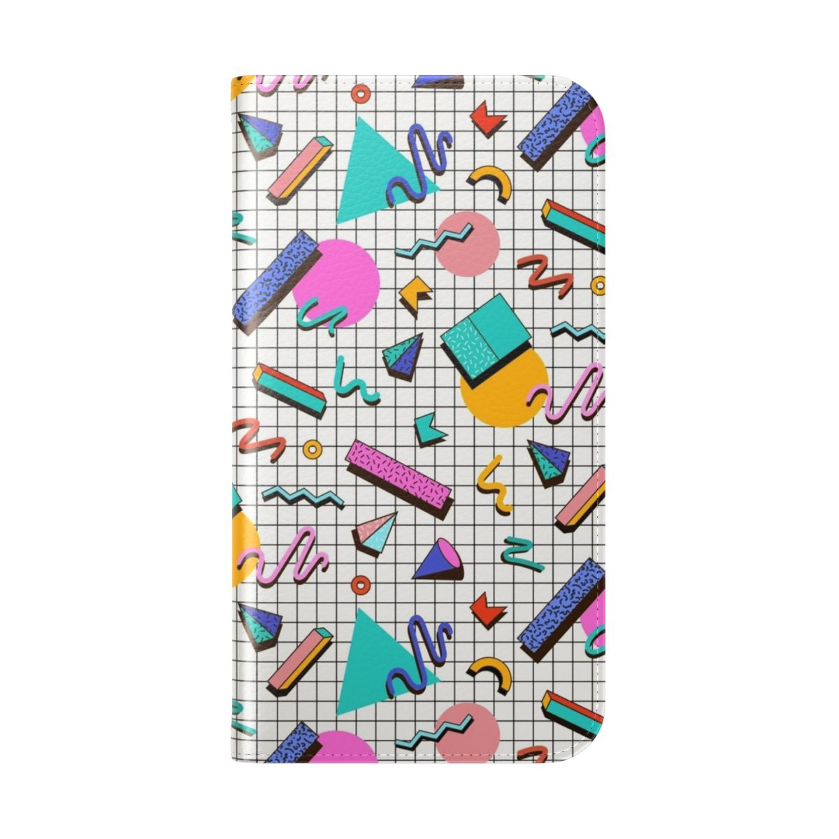 Colorful 80s retro memphis pattern design on a phone case - Folded Back