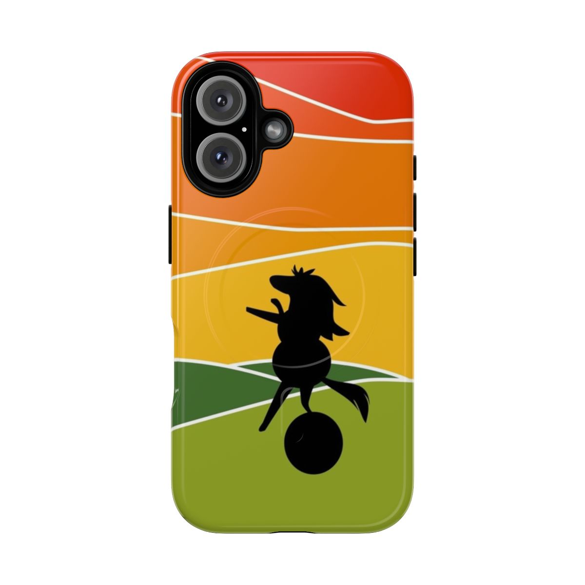 Sunset-themed phone case featuring James Baxter, the horse character from the popular cartoon Adventure Time