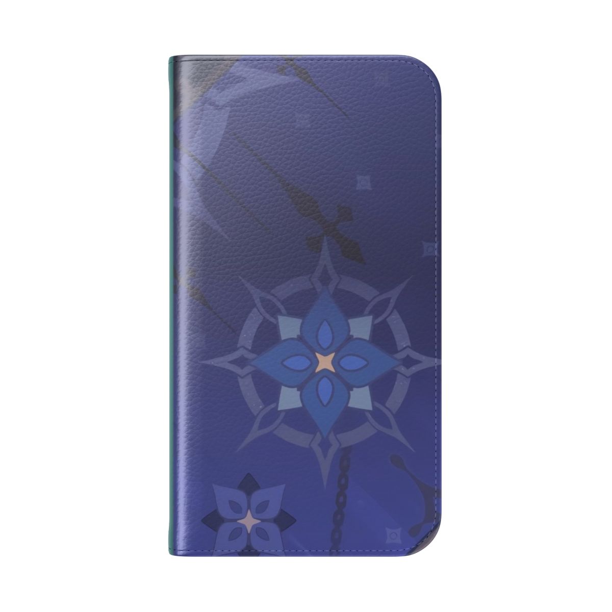 Genshin Impact Albedo Inspired Flip Cover Phone Case with Custom Namecard Design - Folded Back