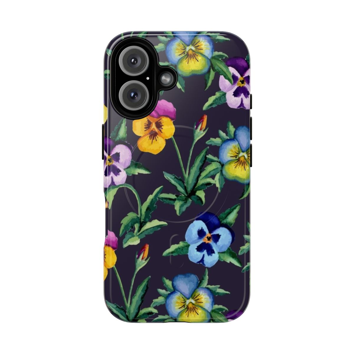 Vibrant pansy violet pattern phone case with a watercolor floral design.