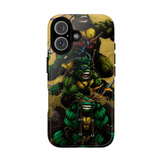 Classic Ninja Turtles inspired magnetic tough phone case with retro cartoon design