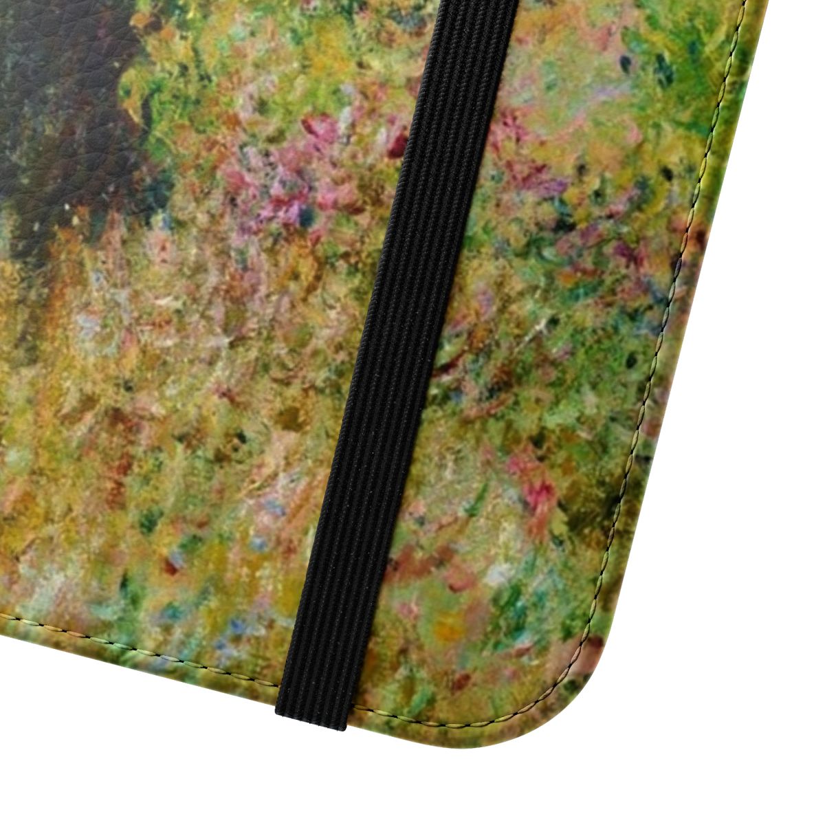 Flip cover phone case featuring Claude Monet's "Walk on the Cliff at Pourville" painting. - Close Up