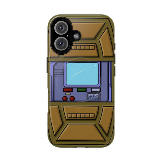 Tough, magnetic phone case with a ninja turtle shell-inspired design