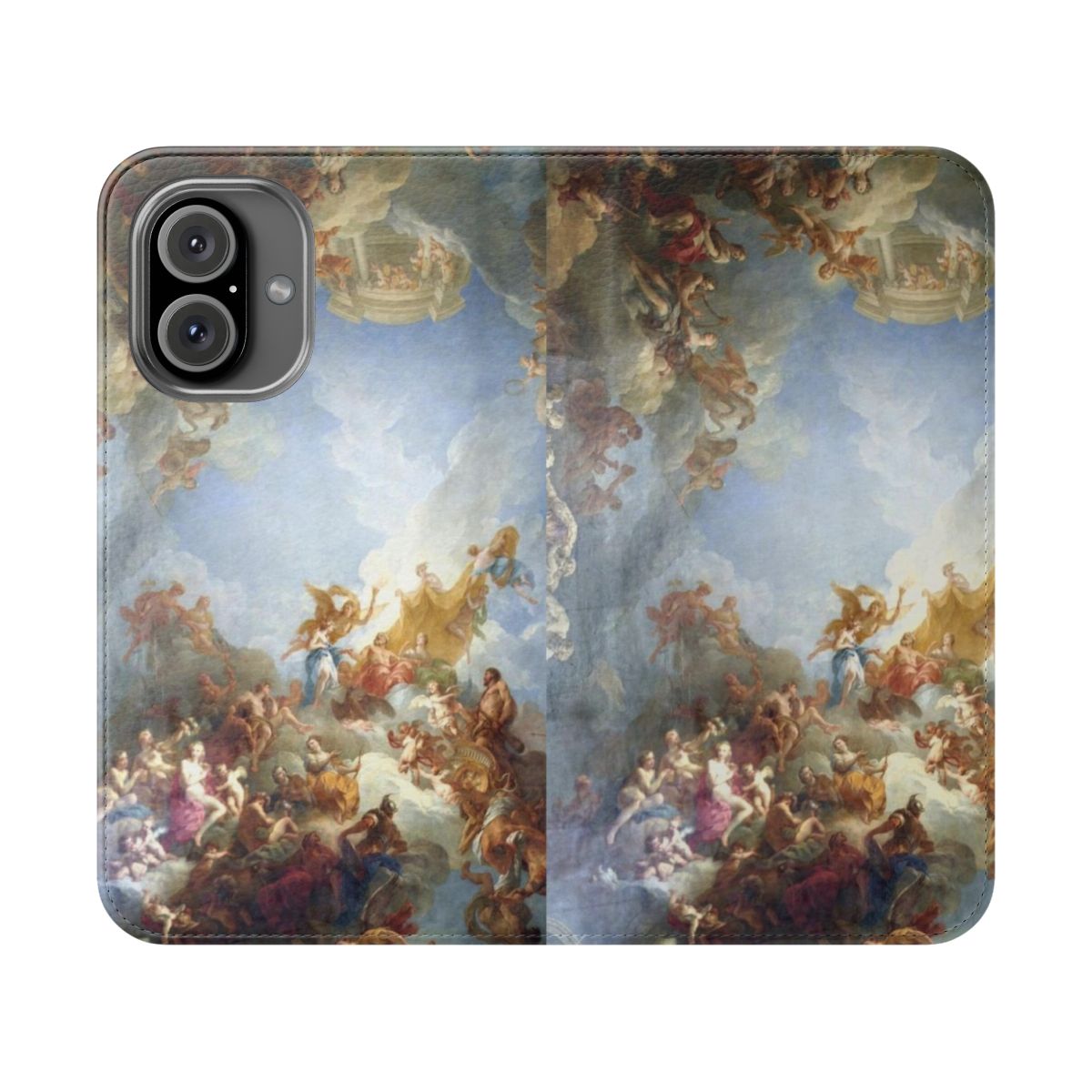 Vintage renaissance painting of clouds and architecture on a flip cover phone case