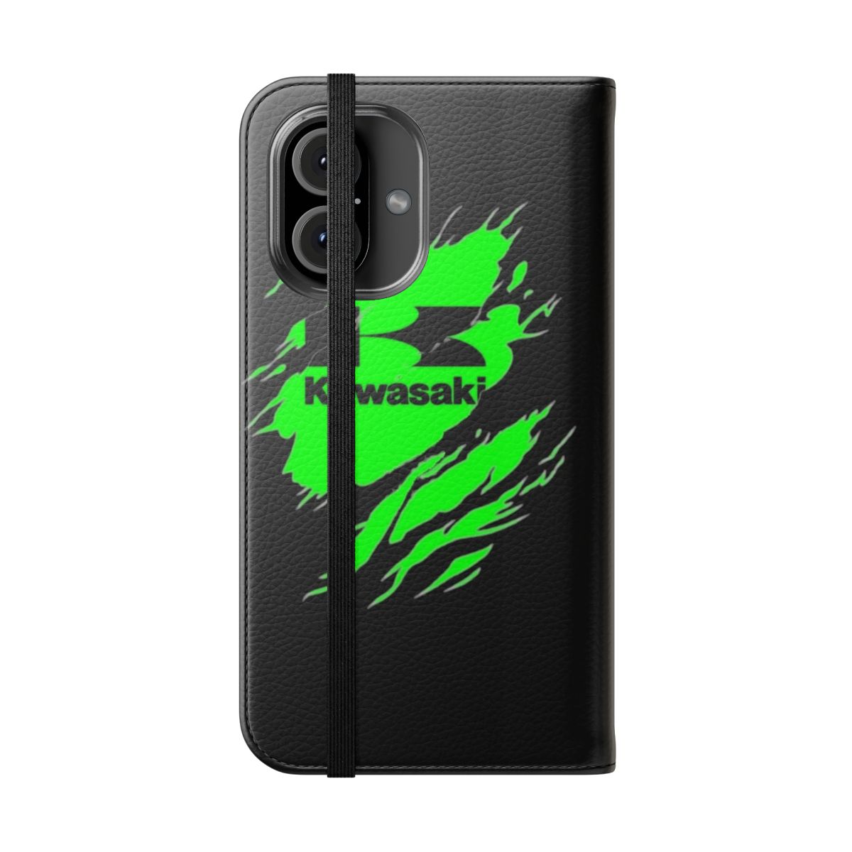 Moto motocross inspired flip phone case with protective design - Folded Front