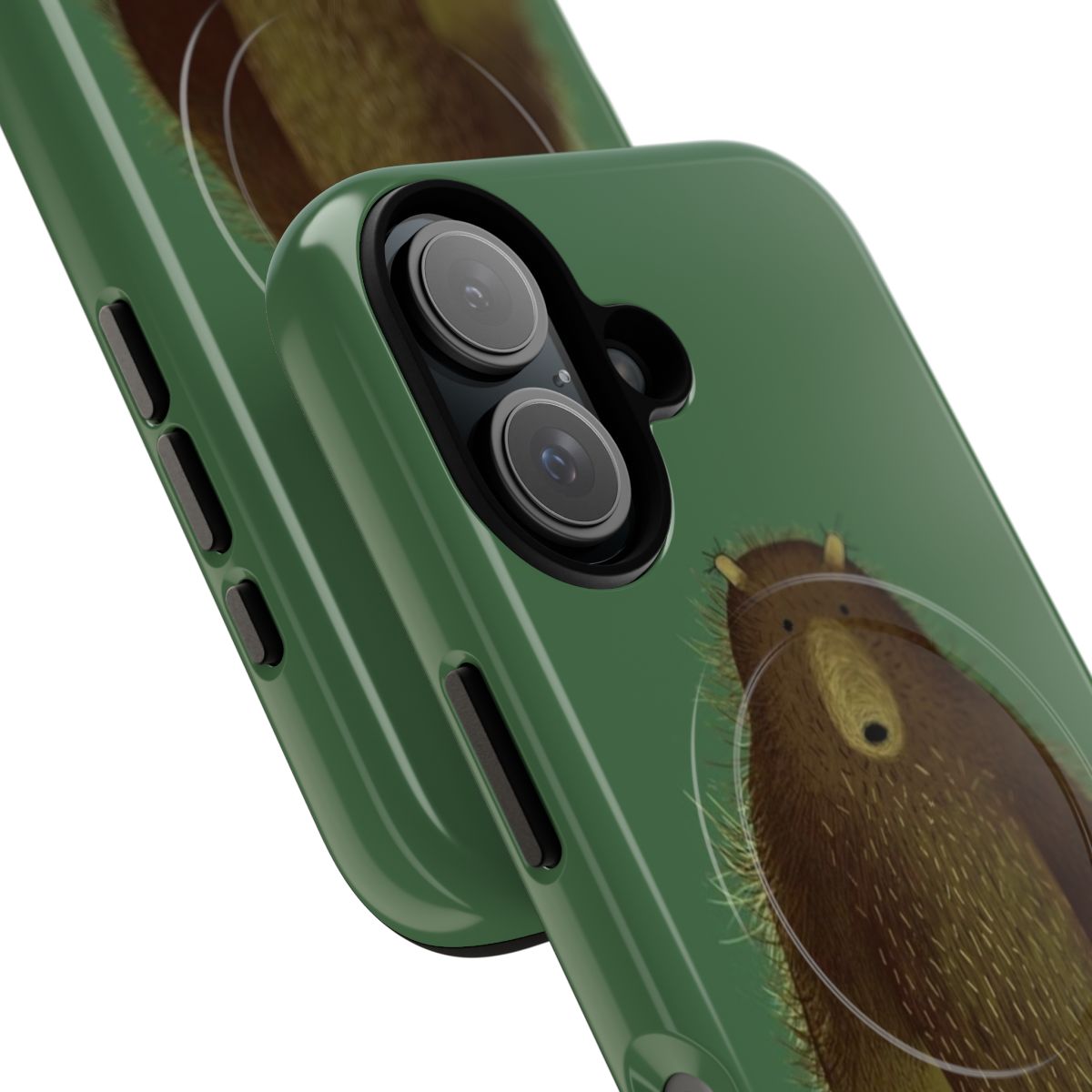 Fluffy brown bear phone case with magnetic closure - Detail