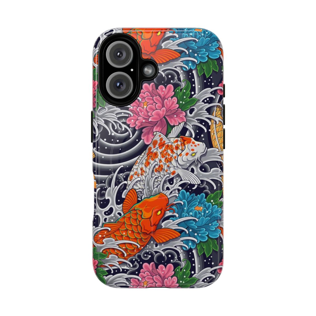 Koi fish and floral pattern magnetic phone case for durable protection