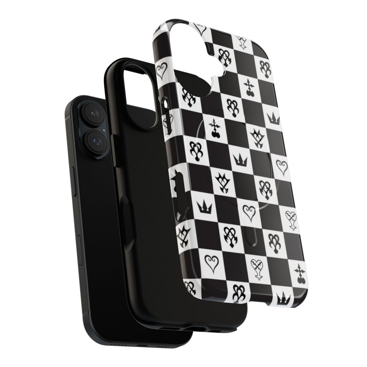 Checkered kingdom hearts inspired phone case with magnetic protective design - Layers