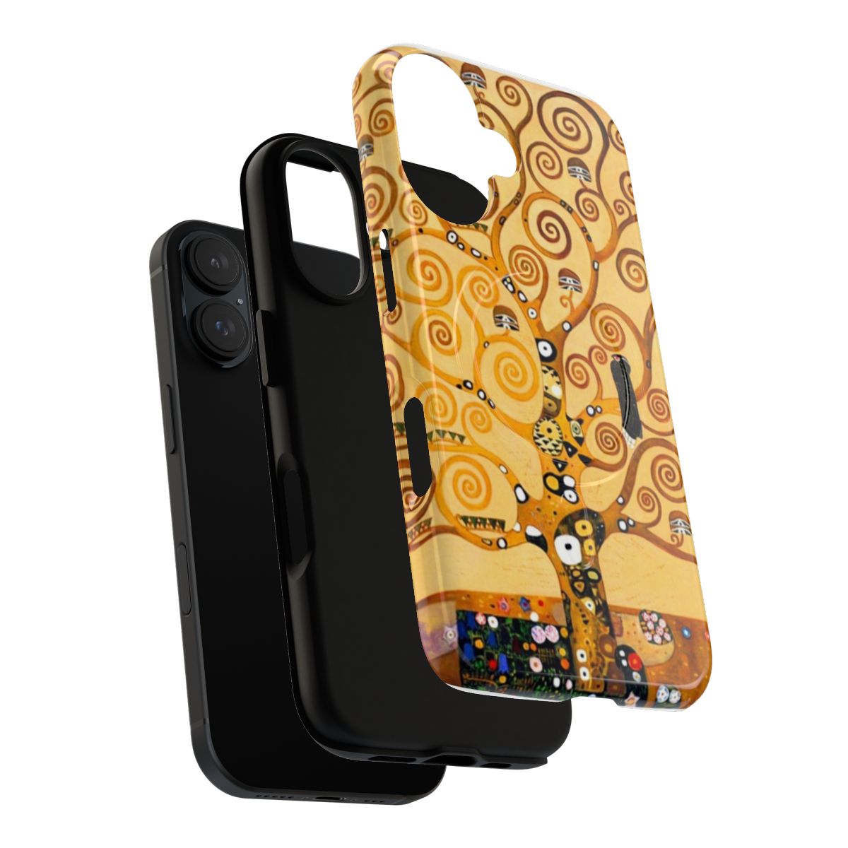 Vibrant and colorful phone case featuring Gustav Klimt's iconic Tree of Life painting design. - Layers