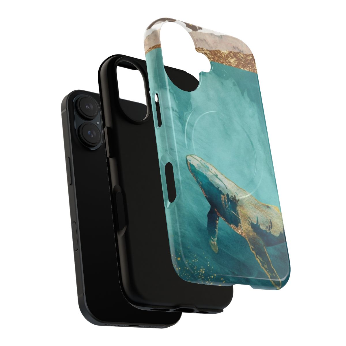 Ethereal ocean landscape design on a magnetic protective phone case - Layers