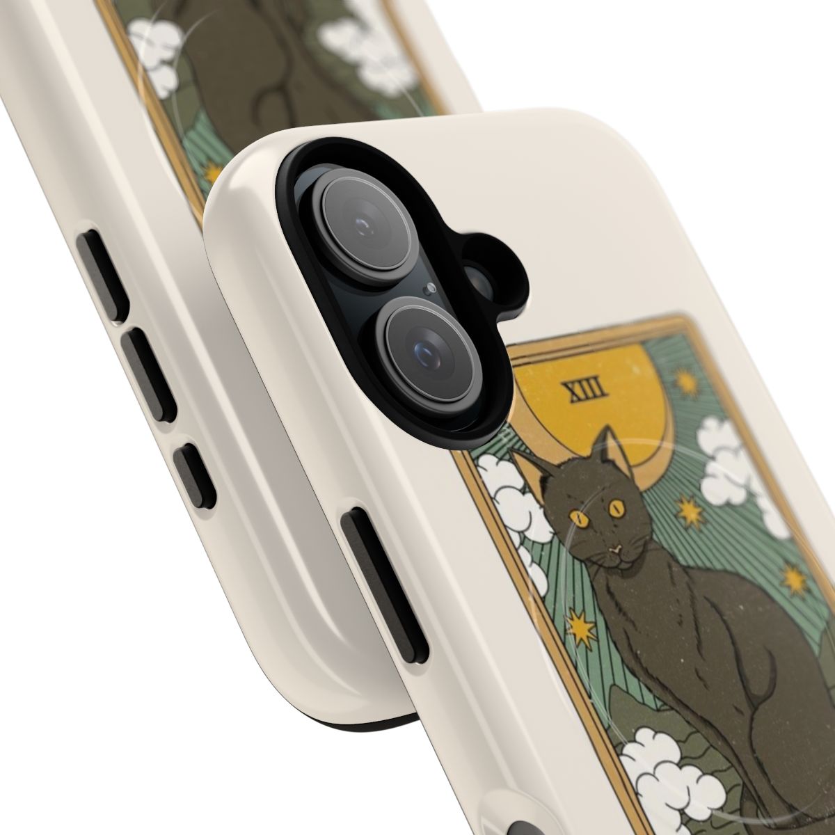 Stylish magnetic phone case with enchanting cat, tarot, and witchy designs - Detail