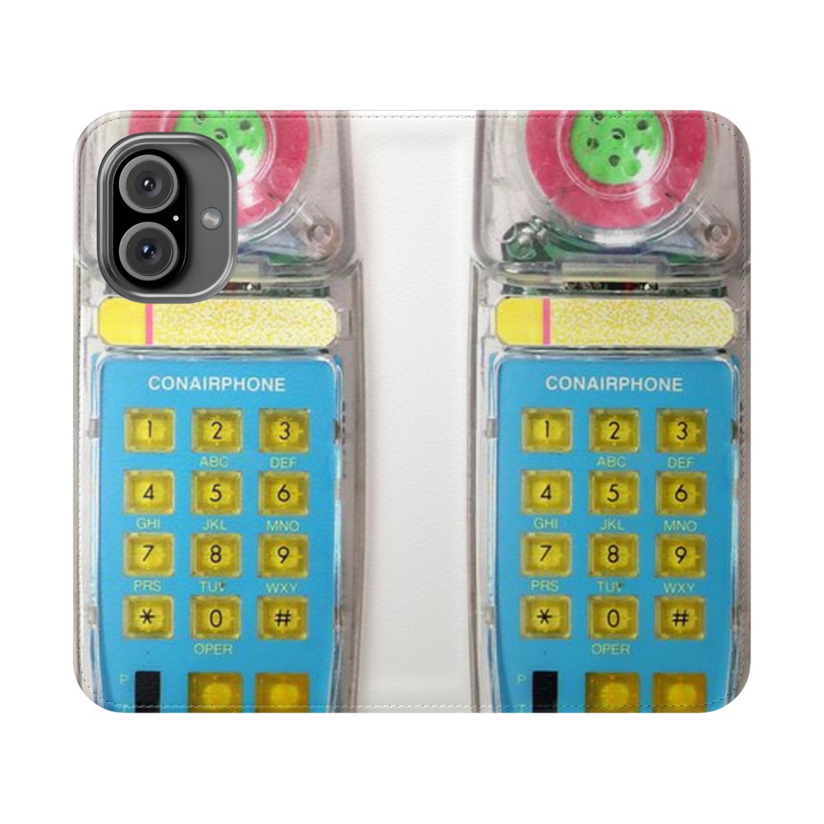 Retro 80s neon transparent flip phone case