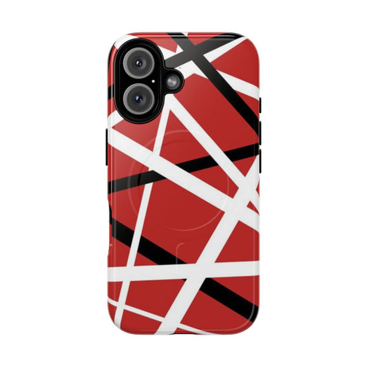 Red magnetic tough phone case featuring a Van Halen-inspired design