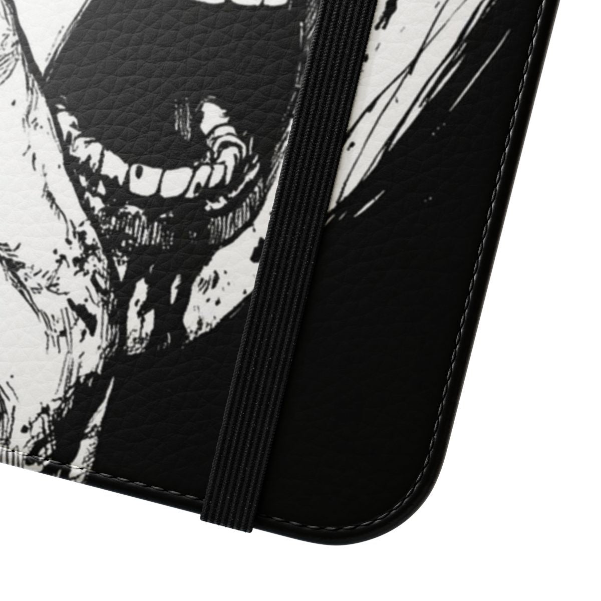 Flip cover phone case with a haunting zombie design - Close Up