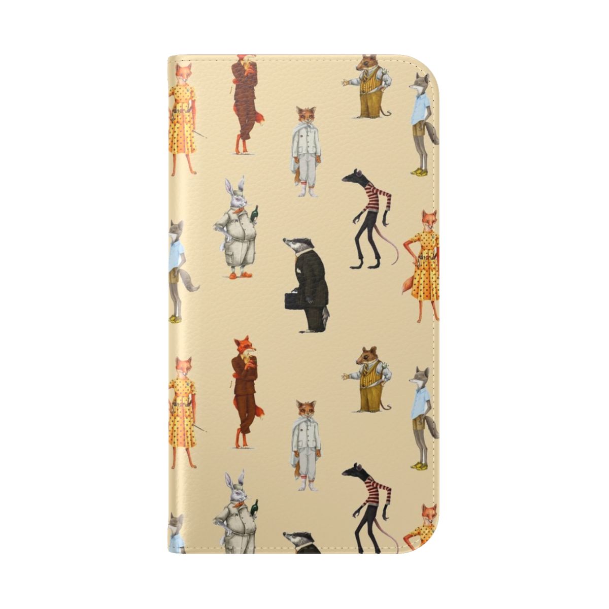 Flip phone case with sticker pack featuring Fantastic Mr. Fox and Mrs. Fox - Folded Back