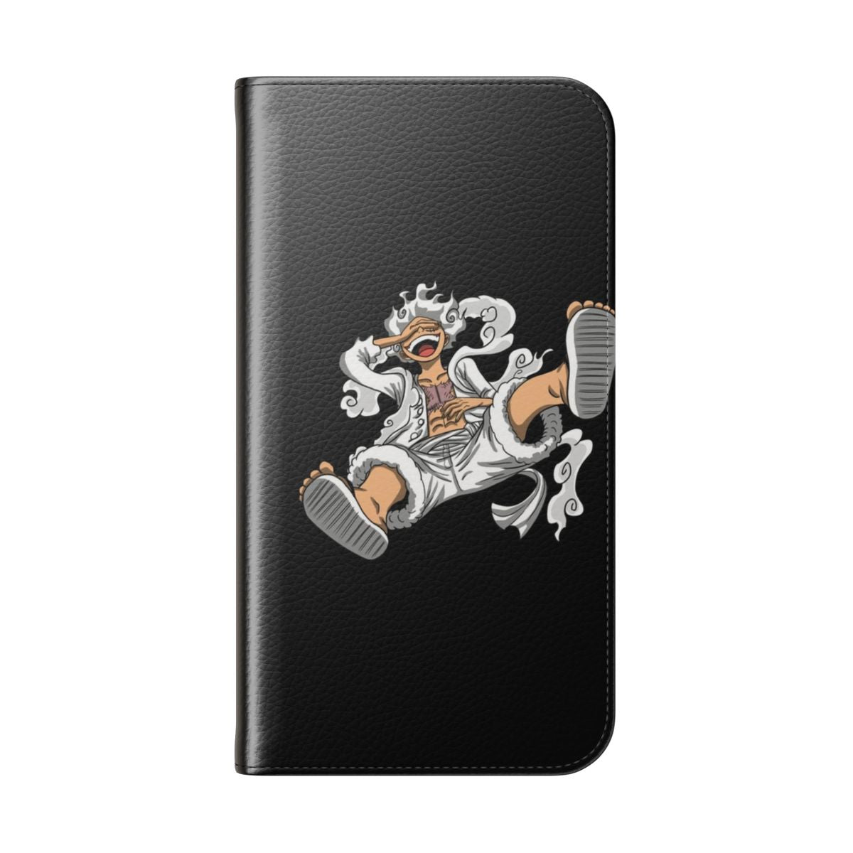 Anime-themed flip cover phone case with Gear 5 Luffy design - Folded Back