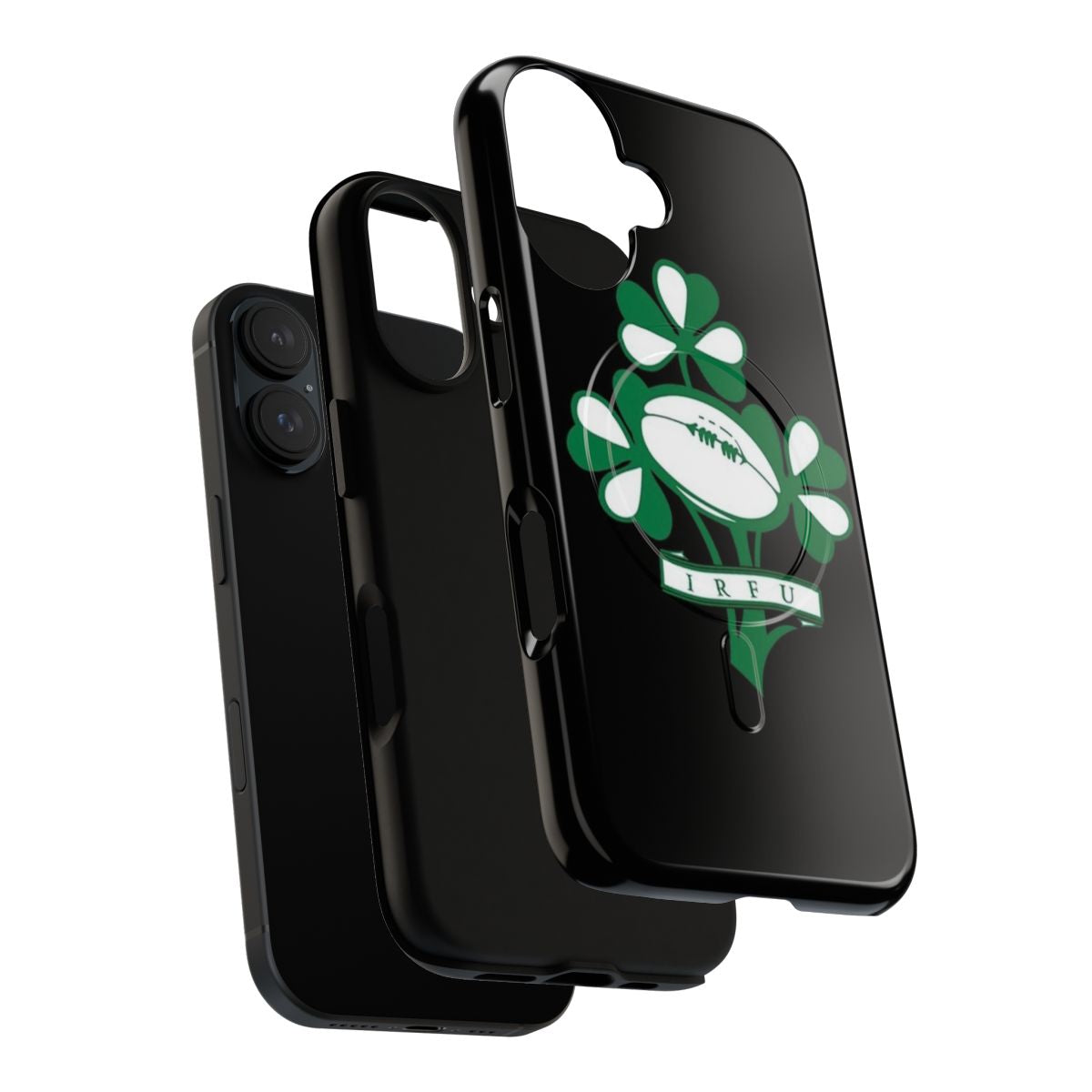 Artistic phone case featuring the Ireland rugby union symbol and pop art design - Layers