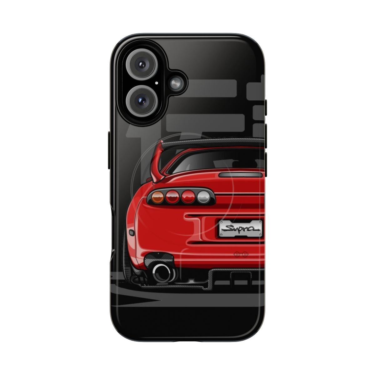 Magnetic tough phone case featuring a stylized Toyota Supra MK4 design