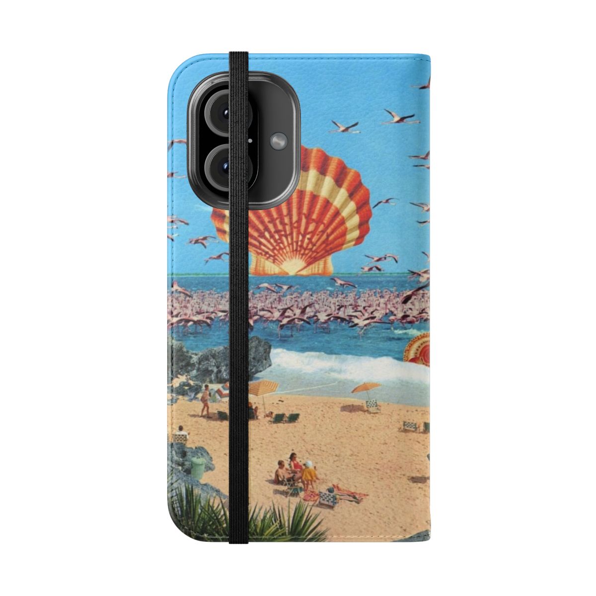 Flamingo heat-inspired collage design phone case - Folded Front