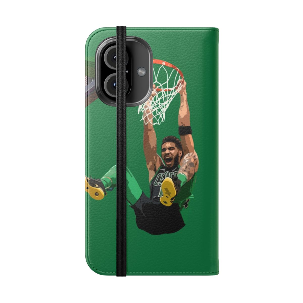 A high-quality phone case featuring an image of NBA player Jayson Tatum of the Boston Celtics. - Folded Front