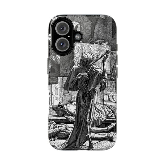 Stylish phone case featuring a memento mori design with a skull and gothic elements