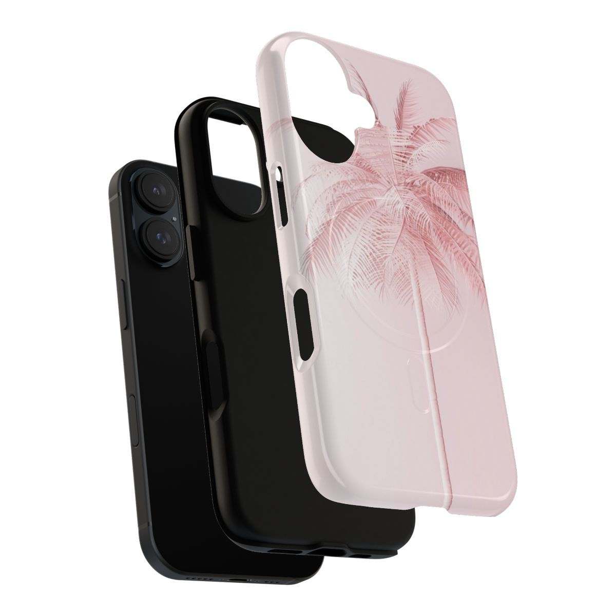 Pink palm tree design on a magnetic tough phone case - Layers